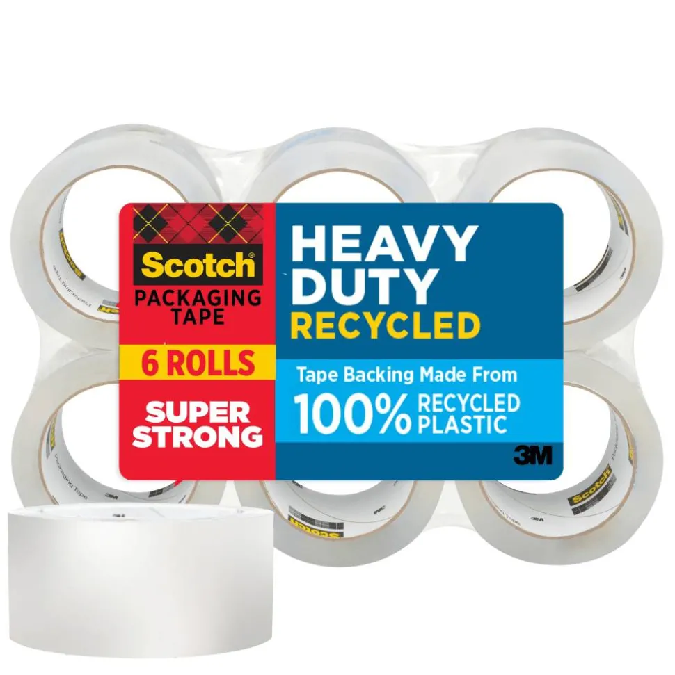 Scotch Heavy Duty Recycled Packaging Tape 7750-6, 1.88 in x 54.6 yd (48 mm x 50 m), 6 pack
