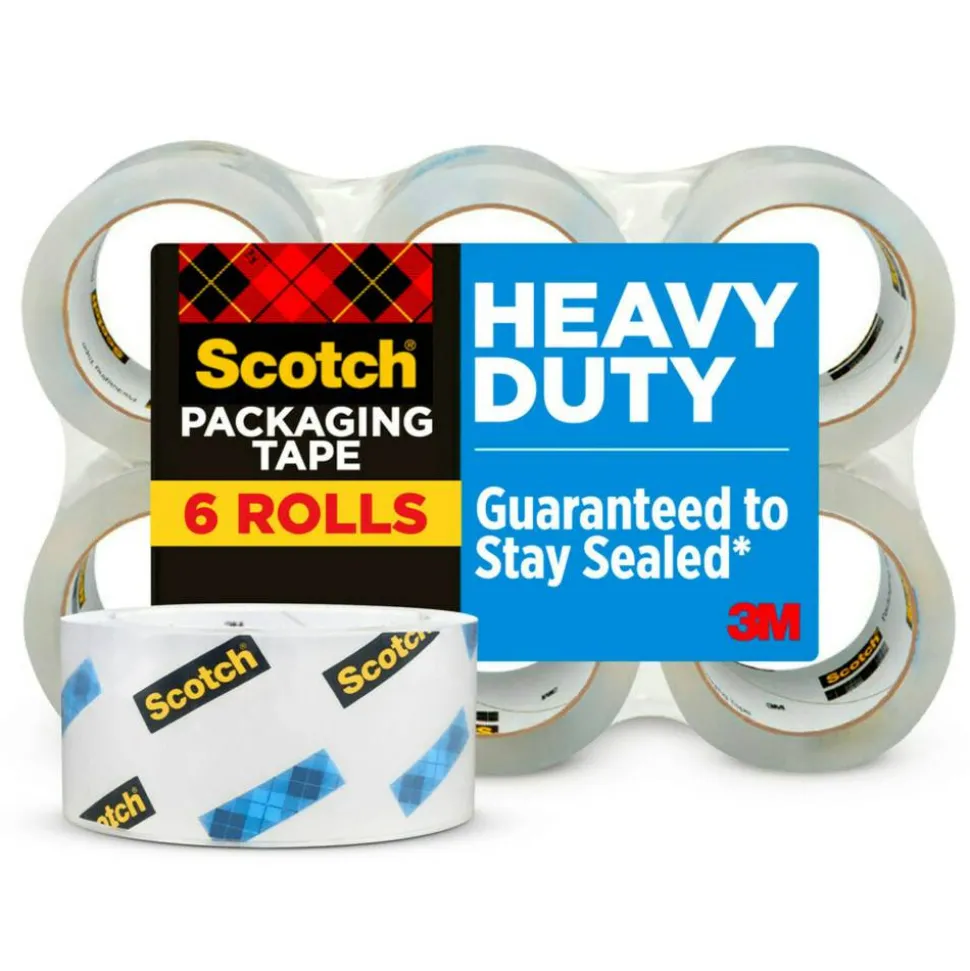 Scotch Heavy-Duty Shipping/Packaging Tape, 54.60 Yd x 1.88"W x 3.1 mil Thickness, 3" Core, Clear, 1 Roll