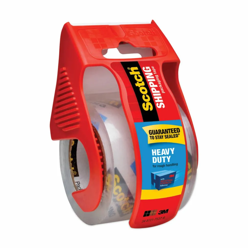 Scotch Heavy Duty Shipping Packing Tape, 6 Tape Rolls with Dispensers, 1 7/8 in x 22.2 yd, 1.5" Core, Designed - 1426