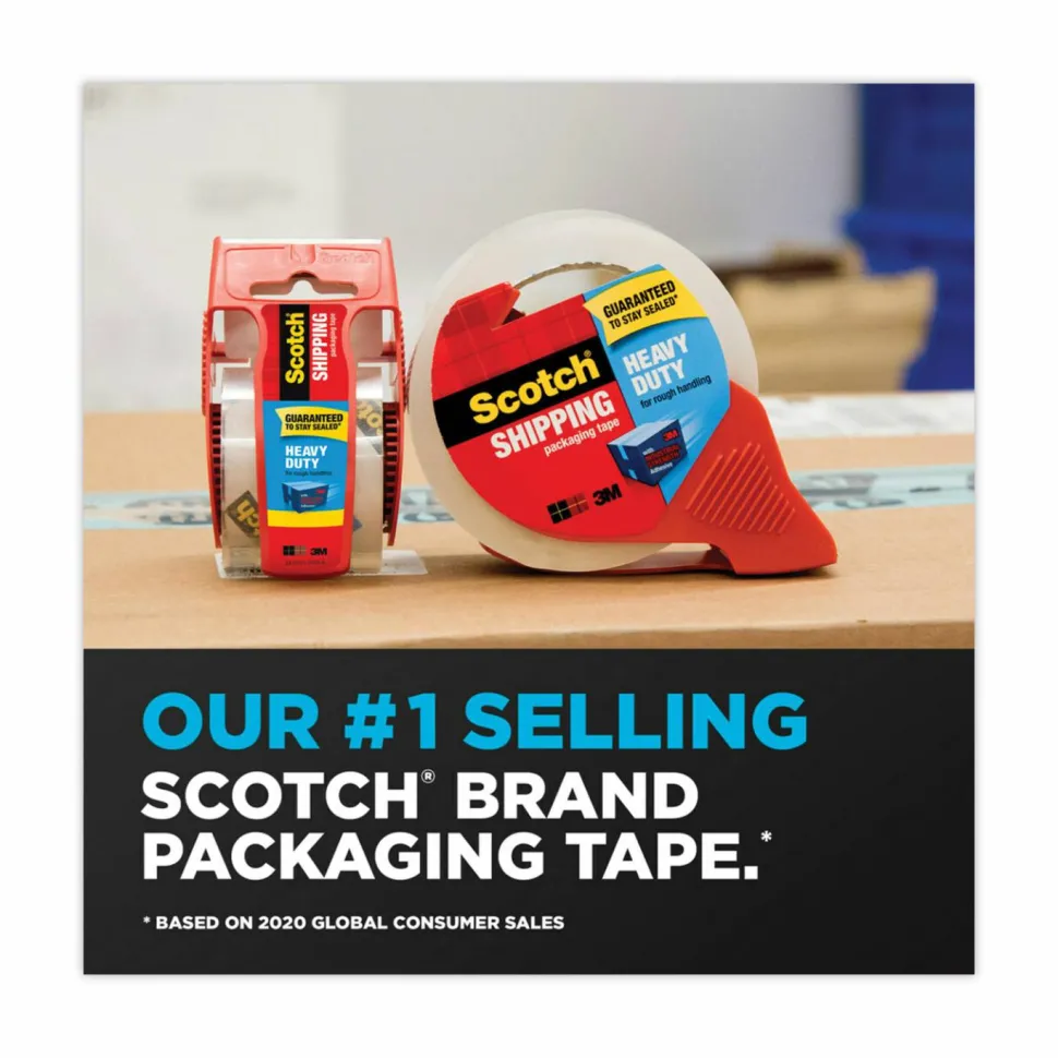 Scotch Heavy Duty Shipping Packing Tape, 6 Tape Rolls with Dispensers, 1 7/8 in x 22.2 yd, 1.5" Core, Designed - 1426