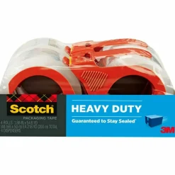 Scotch Heavy-Duty Shipping/Packaging Tape, 54.60 Yd x 1.88"W x 3.1 mil Thickness, 3" Core, Clear, 4 / Pack