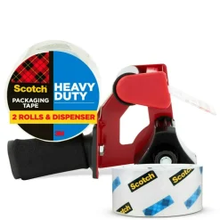 Scotch Heavy Duty Shipping Packing Tape, 2 Tape Rolls with 1 Dispenser, 1 7/8 in x 54.6 yd, 3
