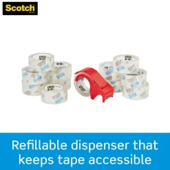 Scotch Heavy Duty Shipping Packing Tape, 12 Tape Rolls with 1 Dispenser, 1 7/8x 54.6 yd, 1