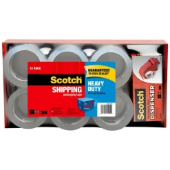 Scotch Heavy Duty Shipping Packing Tape, 12 Tape Rolls with 1 Dispenser, 1 7/8x 54.6 yd, 1
