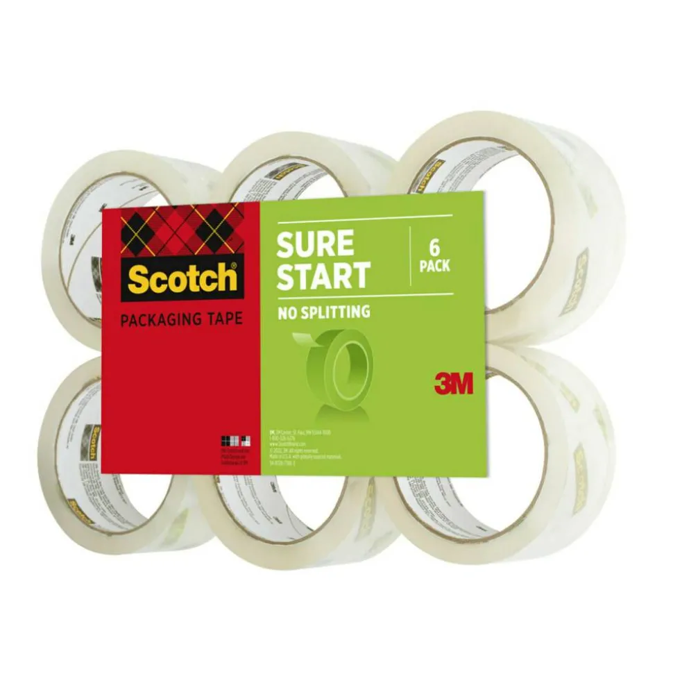 Scotch 3500 High-Performance Packaging Tape Refill Rolls, 3" Core, 1-7/8" x 54-5/8 Yd., Clear, Pack Of 6
