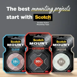 Scotch Indoor Double-Sided Mounting Tape , 0.5 in x 80 in (1.27 cm x 2.03 m)