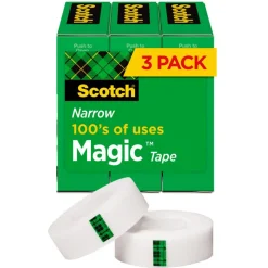 Scotch Magic Tape, Invisible, 3 Tape Rolls, 1/2 in x 1296 in, Home Office Supplies and School Supplies for College and Classrooms