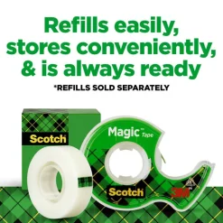 Scotch Magic Tape with Dispenser, Invisible, 3/4 in. x 300 in., 4 Tape Rolls, Back to School Supplies and College Essentials for Students