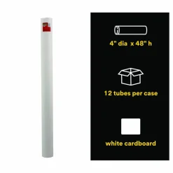 Scotch Mailing Tube, 48" Long, 4" Diameter, White, 12/Carton