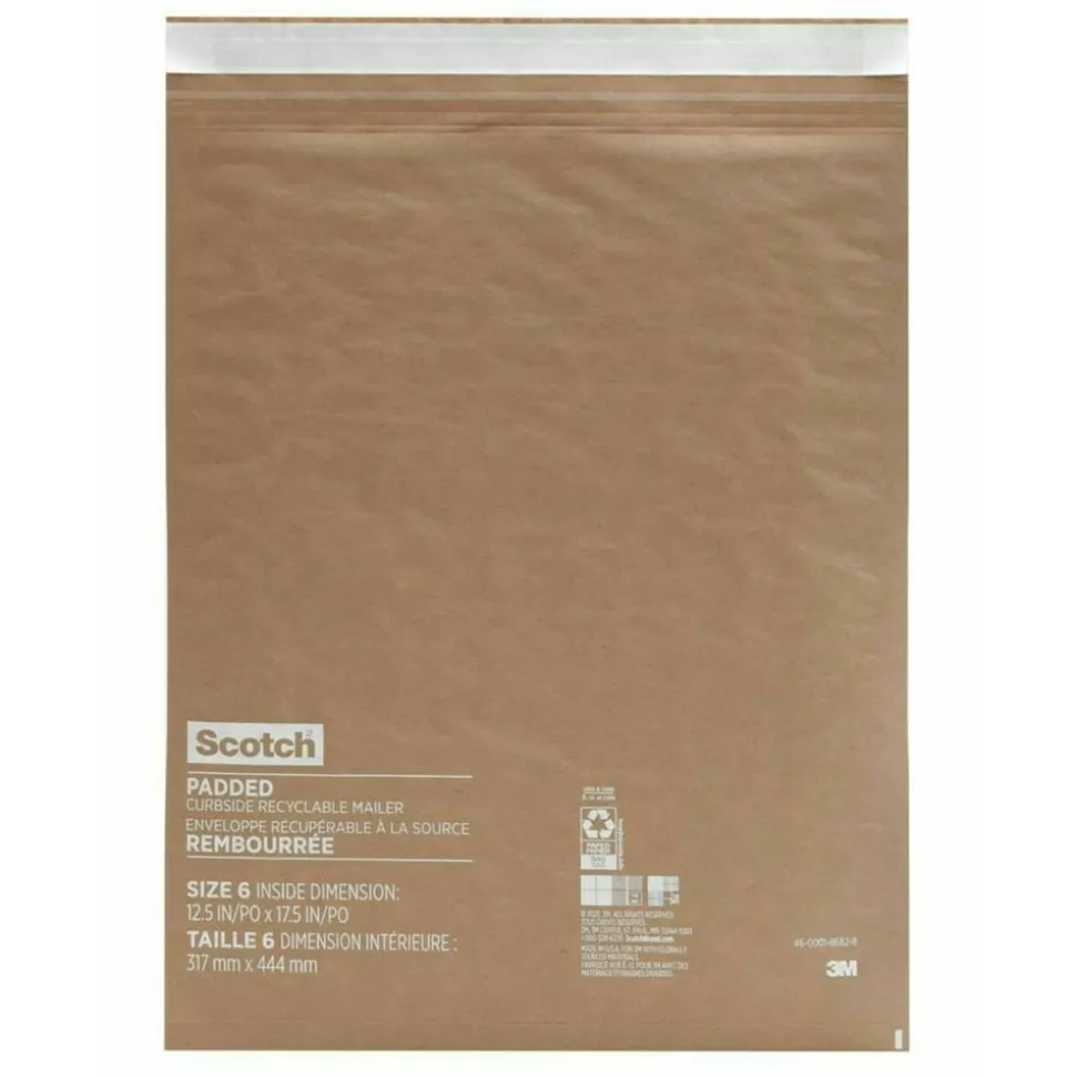 Scotch Padded Mailers, Size 5, 10-1/2" x 14-3/4", Kraft, Pack Of 25 Mailers