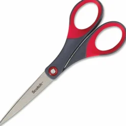 Scotch Precision Scissors, 7" - 7" Overall Length - Left/Right - Stainless Steel - Red, Gray - 1 Each