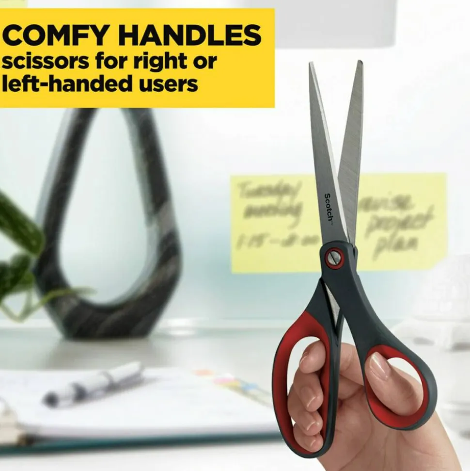 Scotch Precision Scissors, 8", Pointed, Gray/Red