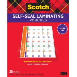 Scotch Self-Seal Laminating Pouches, Fits Letter Size (9