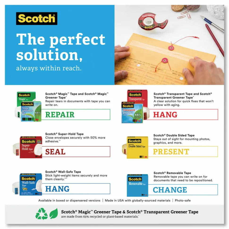 Scotch Super-Hold Tape, 3/4" x 1,000", Clear, Pack Of 10 Rolls