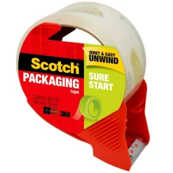 Scotch Sure Start Shipping Tape With Dispenser, 1-7/8" x 38.2 Yd., Clear