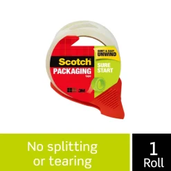 Scotch Sure Start Shipping Tape With Dispenser, 1-7/8