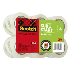Scotch Sure Start Shipping Tape, 6 Tape Rolls, 1 7/8 in x 25 yd, 1.5