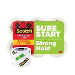 Scotch Sure Start Shipping Tape, 6 Tape Rolls, 1 7/8 in x 25 yd, 1.5
