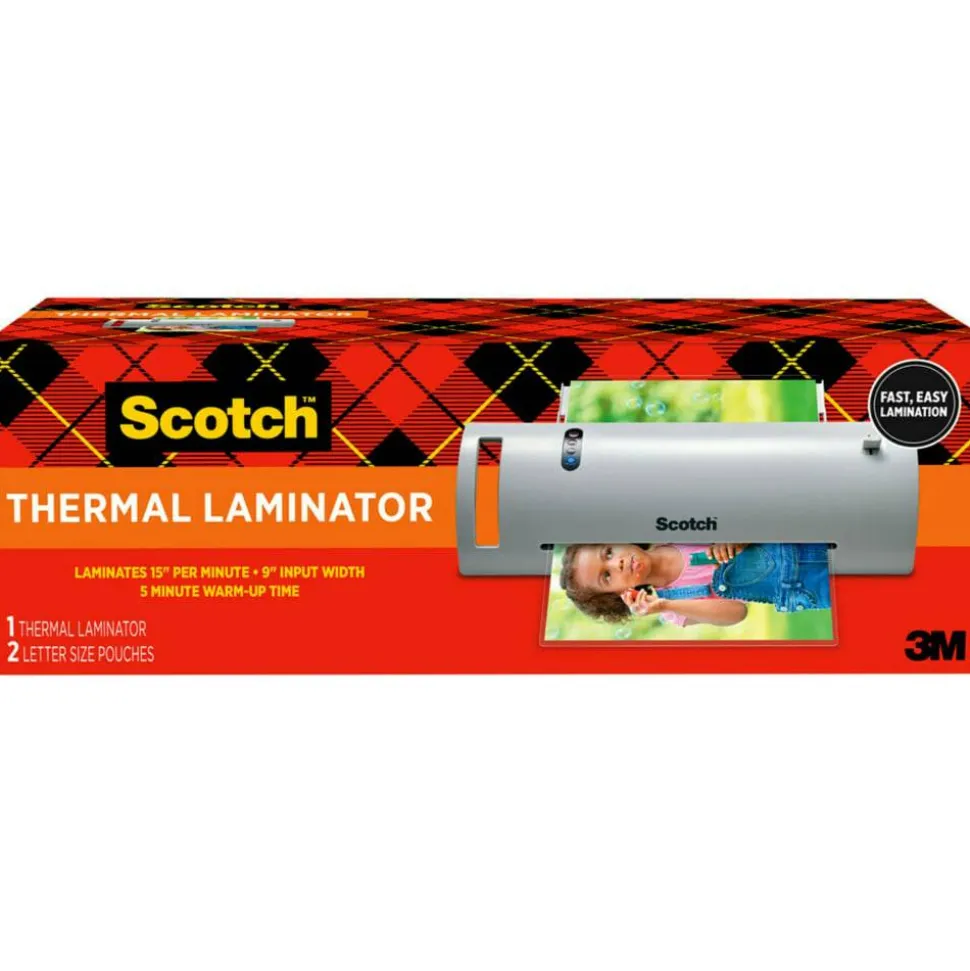 Scotch Thermal Laminating Combo Pack, 1 Thermal Laminator 9" Wide, 2 Laminating Sheets, Fits Letter Size