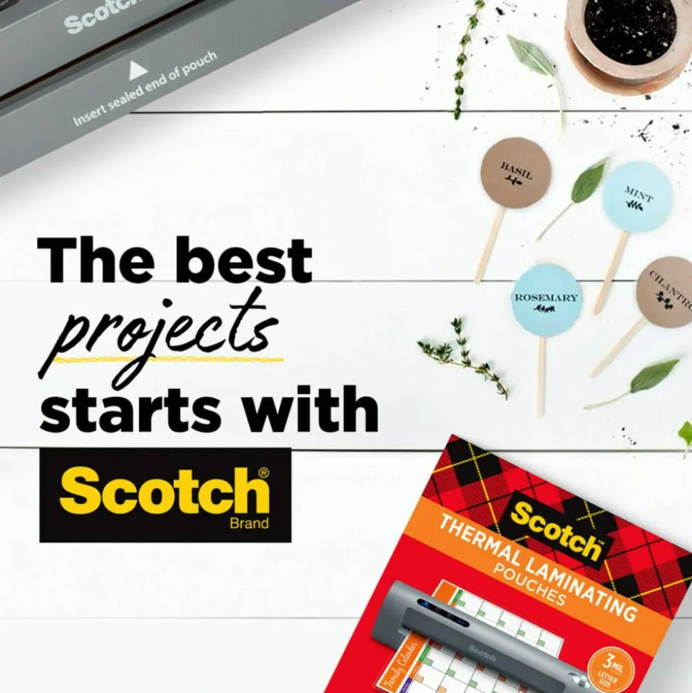 Scotch Thermal Laminating Combo Pack, 1 Thermal Laminator 9" Wide, 2 Laminating Sheets, Fits Letter Size