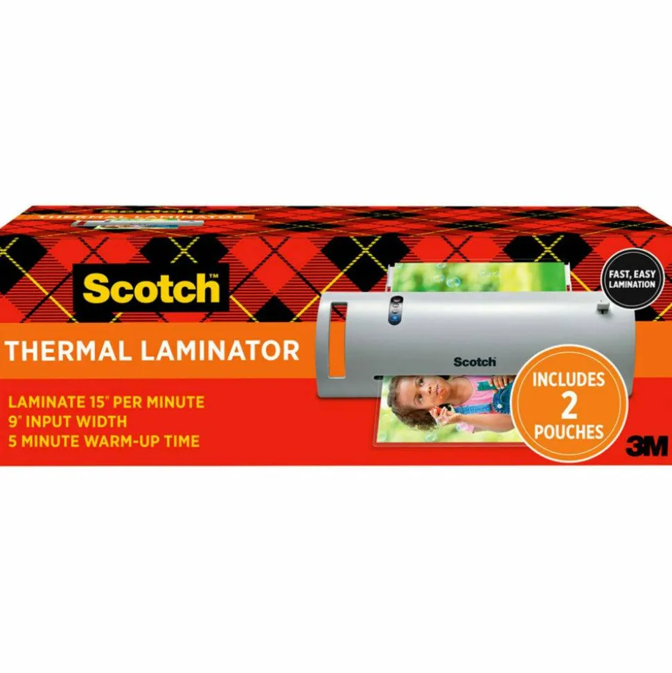 Scotch Thermal Laminating Combo Pack, 1 Thermal Laminator 9" Wide, 2 Laminating Sheets, Fits Letter Size