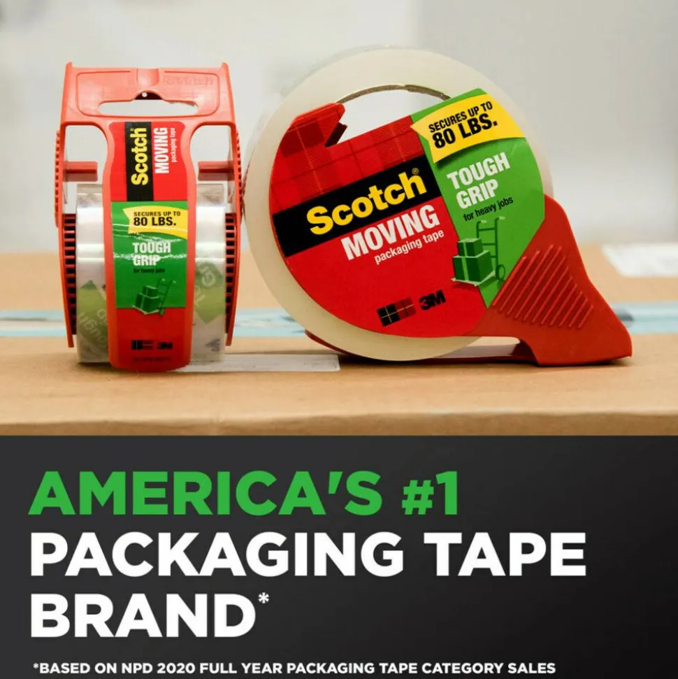 Scotch Tough Grip Moving Packing Tape With Dispensers - 150-6