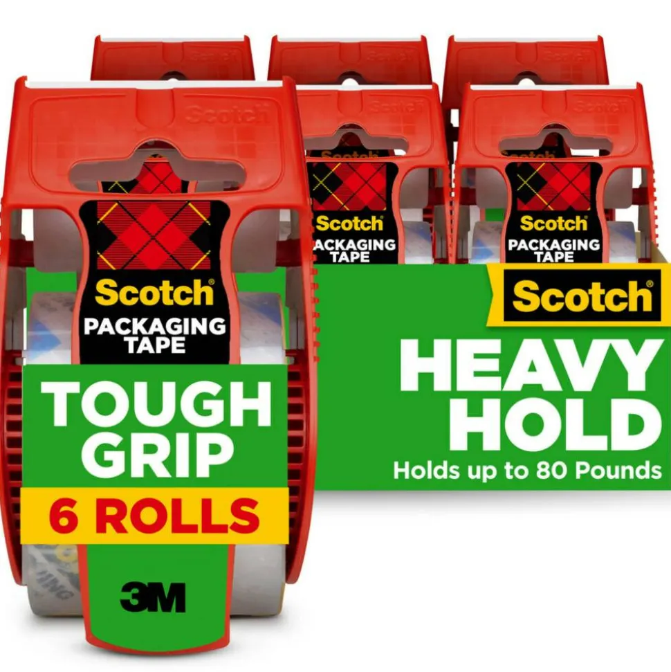 Scotch Tough Grip Moving Packing Tape With Dispensers - 150-6