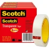 Scotch Transparent Tape, 1 in x 2592 in, 3 Tape Rolls, Clear, School Supplies and College Essentials for Students and Teachers