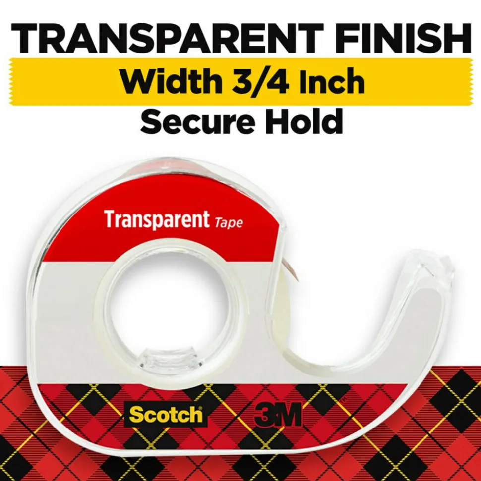 Scotch Transparent Tape, 4 Tape Rolls with Dispensers, 3/4 in x 850 in, Home Office Supplies and School Supplies for College and Classrooms