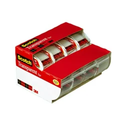 Scotch Transparent Tape, 4 Tape Rolls with Dispensers, 3/4 in x 850 in, Home Office Supplies and School Supplies for College and Classrooms