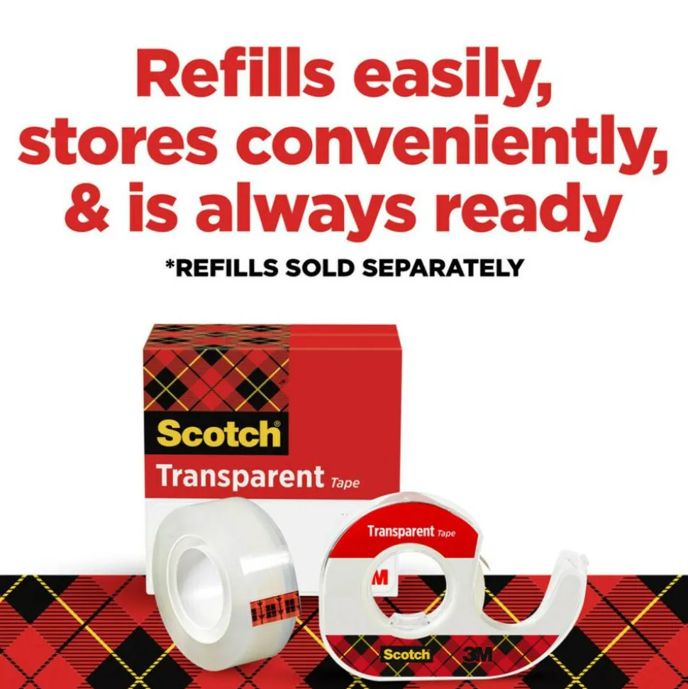 Scotch Transparent Tape, 4 Tape Rolls with Dispensers, 3/4 in x 850 in, Home Office Supplies and School Supplies for College and Classrooms