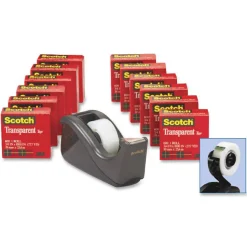 Scotch Transparent Tape with Dispenser, 3/4 in. x 1000 in., 12 Tape Rolls, 1 Tape Dispenser, Back to School Supplies and College Essentials