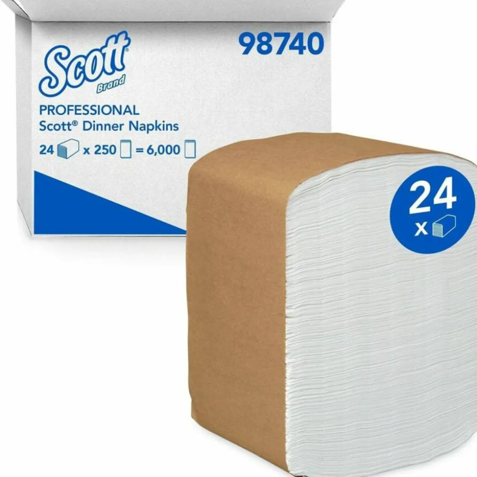 Scott Dinner Paper Napkins - 12" x 13" - White - 375 Per Pack - 6000 / Carton