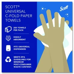 Scott Essential C Fold Paper Towels (01510) with Fast-Drying Absorbency Pockets, 12 Packs / Case, 200 C Fold Towels / Pack