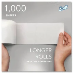 Scott Essential Coreless 2-Ply Toilet Paper, 65% Recycled, 1000 Sheets Per Roll, Pack Of 36 Rolls