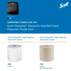 Scott Essential Electronic Hard Roll Towel Dispenser, 12.7 x 9.57 x 15.76, Black
