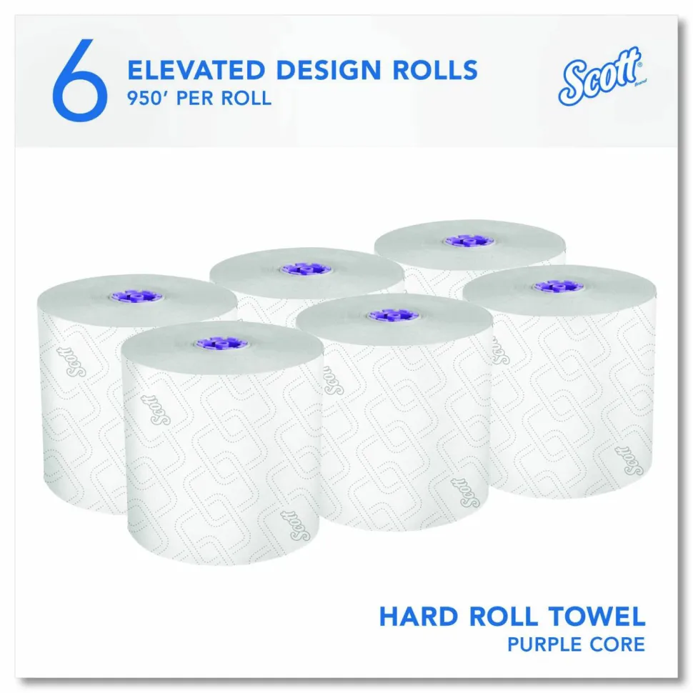 Scott Essential High Capacity Hard Roll Paper Towels with Elevated Design and Absorbency Pockets, 950' Per Roll, 6 Rolls Per Case