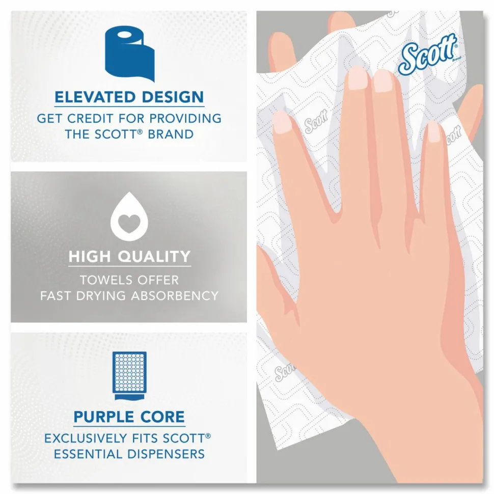 Scott Essential High Capacity Hard Roll Paper Towels with Elevated Design and Absorbency Pockets, 950' Per Roll, 6 Rolls Per Case