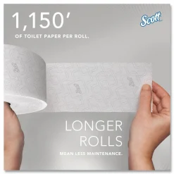 Scott Essential Jumbo Roll Coreless 2-Ply Toilet Paper, 1,150' Per Roll, 65% Recycled, Pack Of 12 Rolls