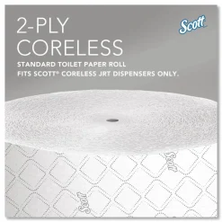 Scott Essential Jumbo Roll Coreless 2-Ply Toilet Paper, 1,150' Per Roll, 65% Recycled, Pack Of 12 Rolls