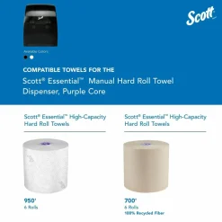 Scott Essential Manual Hard Roll Towel Dispenser, 13.06 x 11 x 16.94, Black