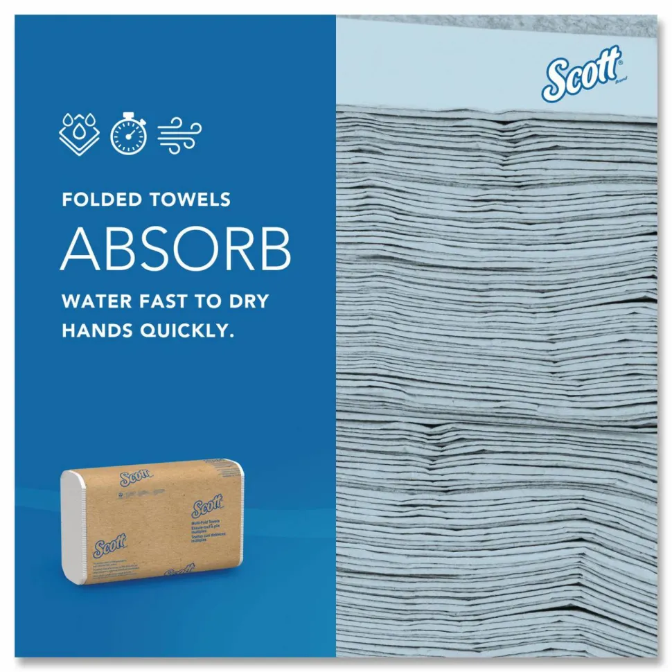 Scott Essential Multi-Fold Towels, 1-Ply, 8 x 9.4, White, 250/Pack, 16 Packs/Carton