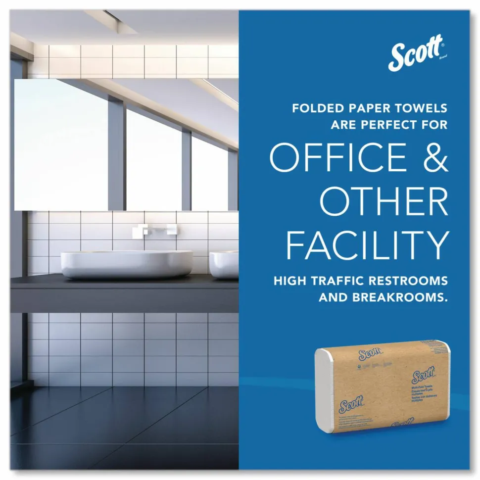 Scott Essential Multi-Fold Towels, 1-Ply, 8 x 9.4, White, 250/Pack, 16 Packs/Carton