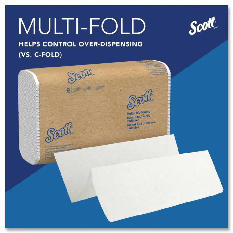 Scott Essential Multi-Fold Towels, 1-Ply, 8 x 9.4, White, 250/Pack, 16 Packs/Carton