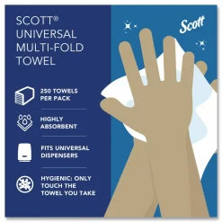 Scott Essential Multi-Fold Towels, 1-Ply, 8 x 9.4, White, 250/Pack, 16 Packs/Carton