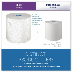 Scott Hardwound 1-Ply Blue Core, White Paper Towels, 70% Recycled, 7.5”x1150', Pack of 6 Rolls
