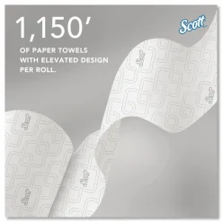 Scott Hardwound 1-Ply Blue Core, White Paper Towels, 70% Recycled, 7.5”x1150', Pack of 6 Rolls