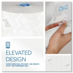Scott Hardwound 1-Ply Blue Core, White Paper Towels, 70% Recycled, 7.5”x1150', Pack of 6 Rolls