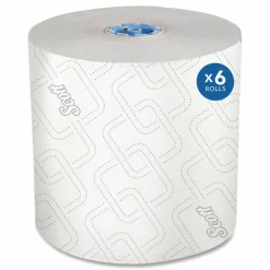 Scott Hardwound 1-Ply Blue Core, White Paper Towels, 70% Recycled, 7.5”x1150', Pack of 6 Rolls