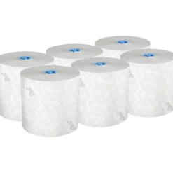 Scott Hardwound 1-Ply Blue Core, White Paper Towels, 70% Recycled, 7.5”x1150', Pack of 6 Rolls